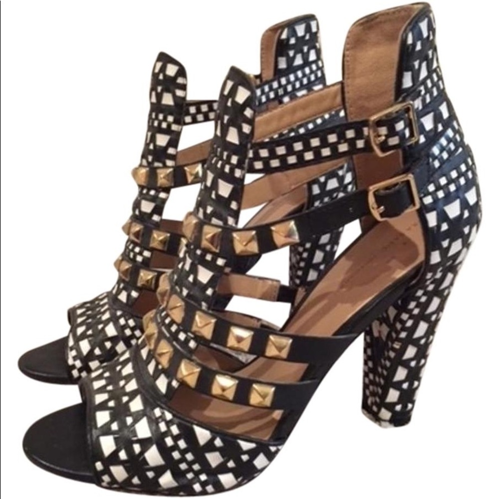 Zara Tribal Heel Sandals EU 39 US 8